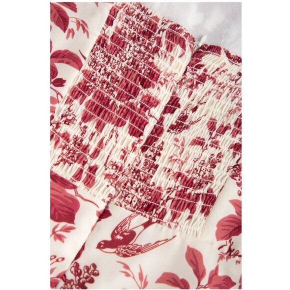 J.ing Dark Red Floral Print Tie Strap Slit Hem Midi Dress - Picture 9 of 11